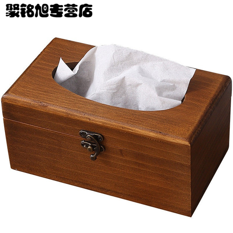 复古木质抽纸盒家用客厅简约可爱实木纸巾盒客厅餐巾纸盒纸抽盒抽巾盒收纳盒家用居家用品收纳小物盒子收纳盒家用