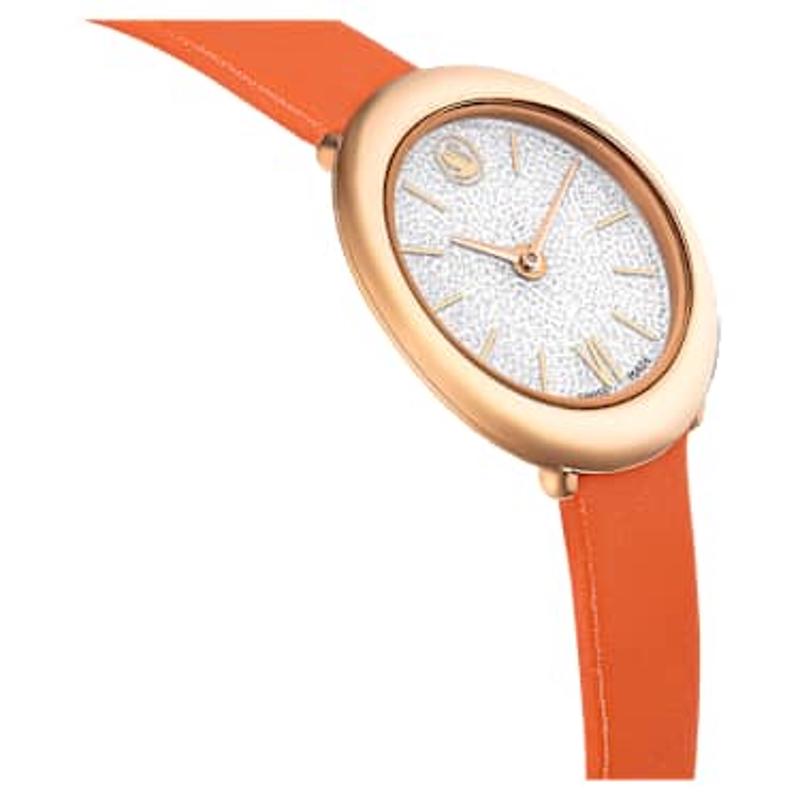 Swarovski女士石英瑞士表晶钻镶钻椭圆腕表蓝鳄鱼纹皮带防水米高清大图