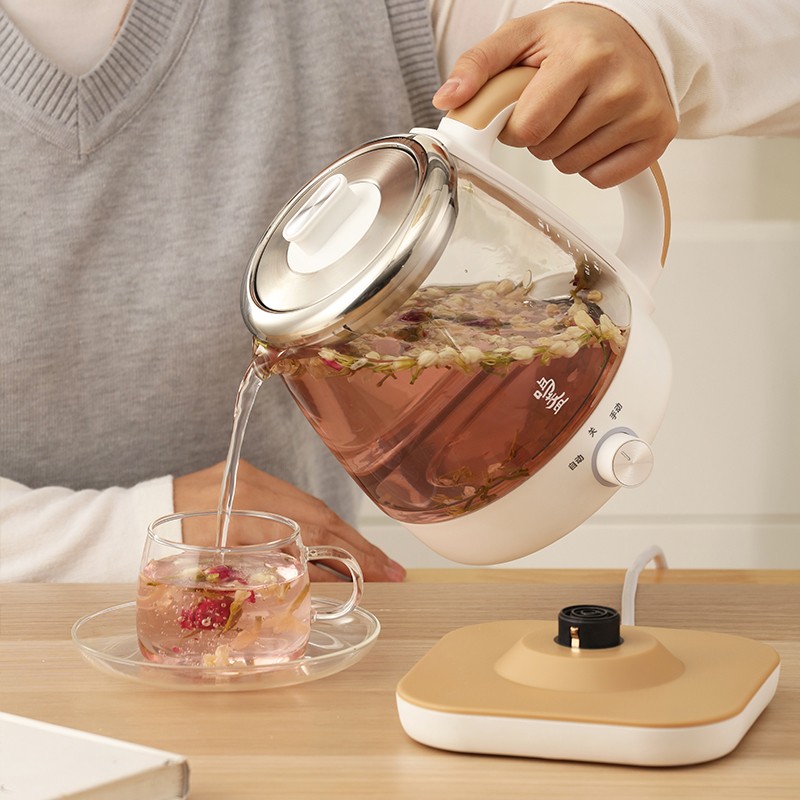 鸣盏 养生壶 煮茶器玻璃电水壶烧水壶 1L MZ-073高清大图