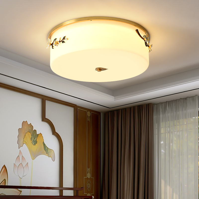 慕洛奇新中式卧室吸顶灯全铜房间现代简约大气入户走廊玄关阳台过道