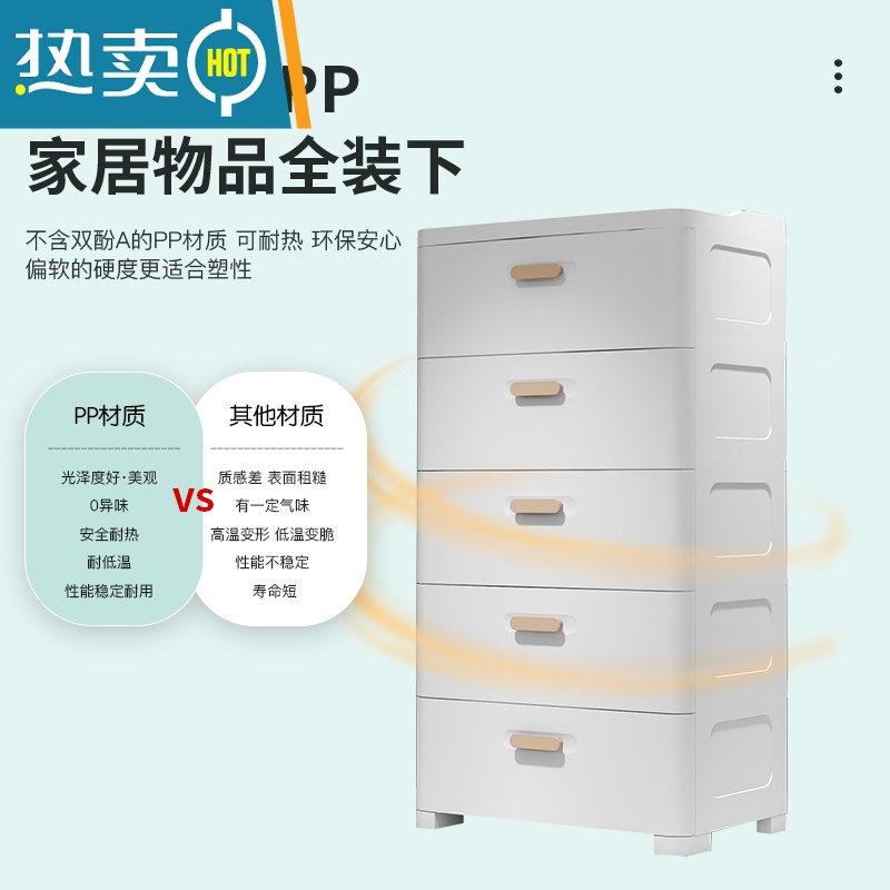 敬平加厚抽屉式收纳柜子储物柜儿童宝宝衣柜客厅置物柜家用塑料五斗柜高清大图