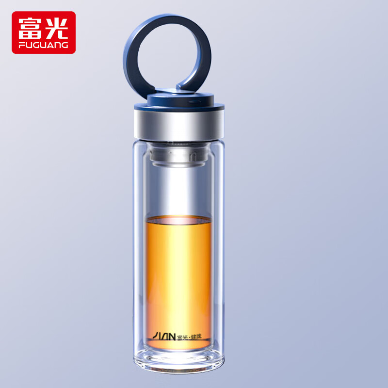 富光 X1902-SH-360 360ml 尚泽带拎手双层玻璃杯水杯茶杯高清大图