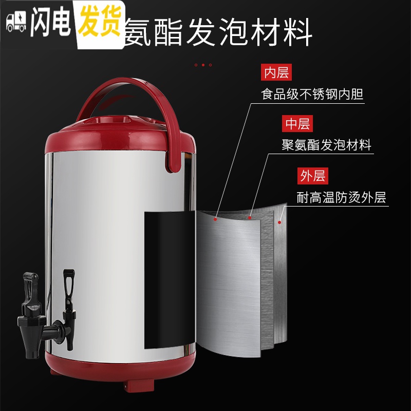 三维工匠不锈钢保温桶奶茶桶豆浆饮料保冷奶茶店商用大容量小型摆摊810 10黑色饭盒/提锅高清大图