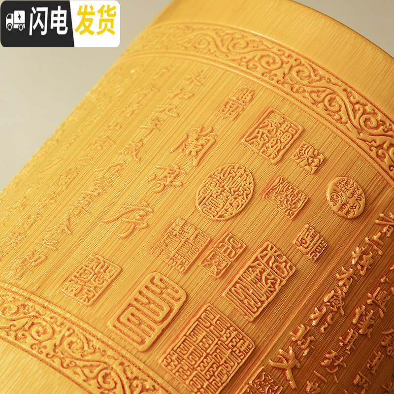 三维工匠大号圆形笔筒大容量竹创意时尚摆件复古中国风笔架办公室个生桌面可爱简约毛笔文具笔收纳盒实木质笔桶 清明上河图高清大图