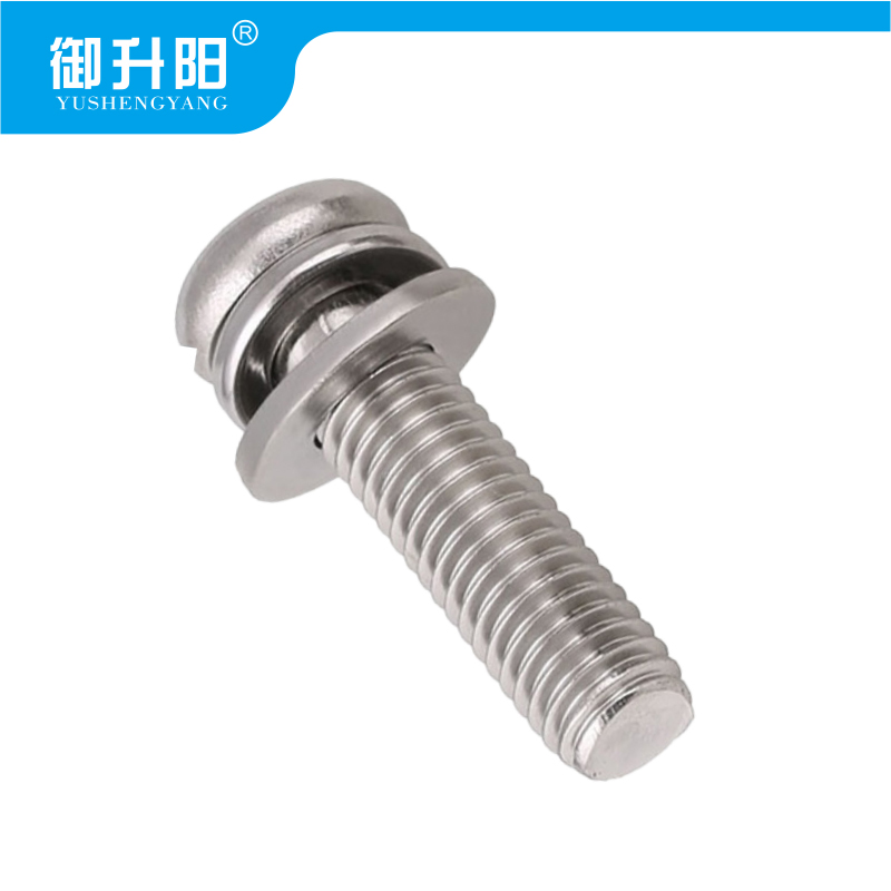 御升阳 304不锈钢十字槽半圆头三组合螺丝 M4X16 4.8级强度 每个高清大图
