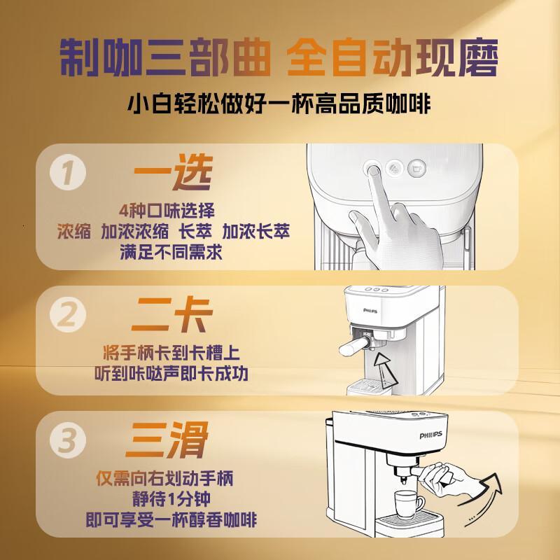 飞利浦新品Baristina新型意式美式咖啡机 全自动研磨一体机 BAR系列BXA0052奶咖版 送礼高清大图