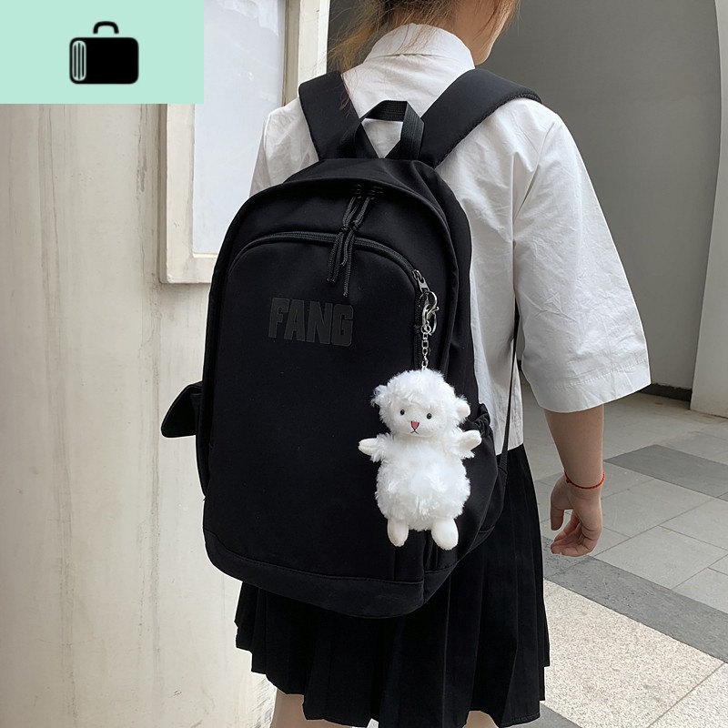 书包女原宿ulzzang 高中学生森系背包初中生简约百搭大容量双肩包NEW LAKE高清大图