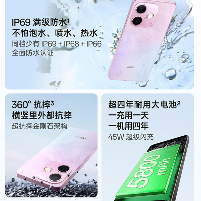 OPPO A5 活力版 玛瑙粉 8GB+256GB 天玑6300 5G芯 5800mAh大电池 45W快充 5G手机高清大图