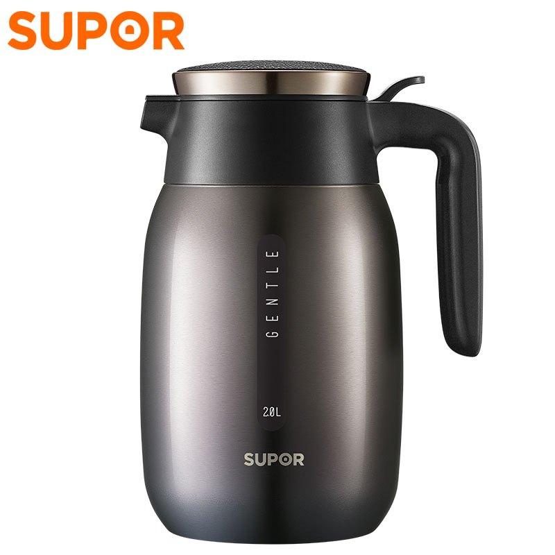 苏泊尔(SUPOR)家用真空保温壶KC20BK1暖瓶保温大容量办公居家安全健康304不锈钢隔热长效保温热水瓶2.0L