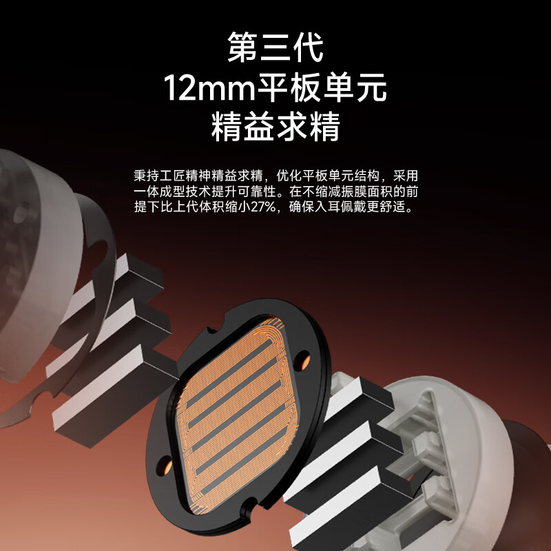 漫步者(EDIFIER) NeoBuds Planar 真无线平板主动降噪蓝牙耳机 黑色高清大图