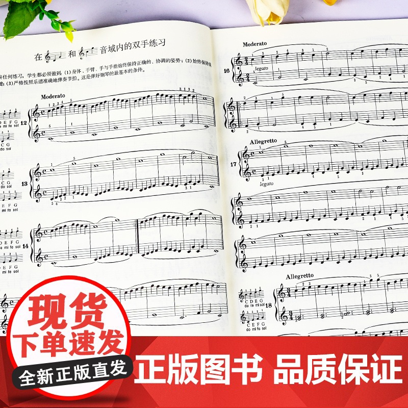 拜厄钢琴基本教程 钢琴初级乐谱 拜厄钢琴基础入门教材钢琴练指法红皮书初学者入门教程 五线谱钢琴谱书籍儿童初级入门教学用书高清大图