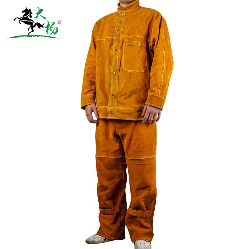 大杨牛皮电焊服套装 焊接阻燃防护服焊工劳保服 865 /套高清大图