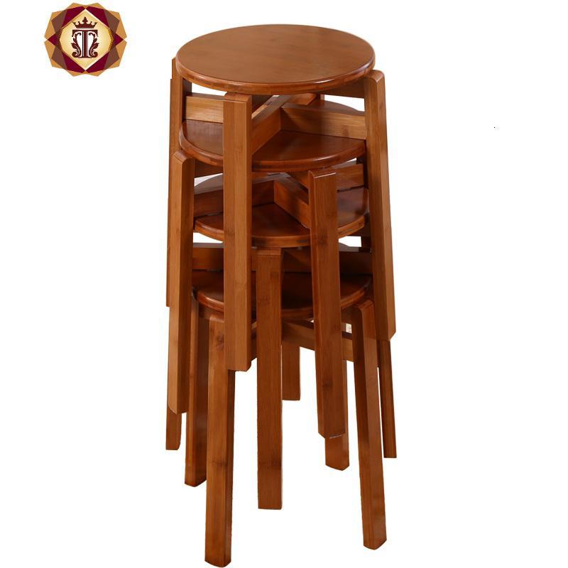 三维工匠实木圆凳小凳子家用高凳楠竹简约木凳餐凳椅子餐桌凳成人板凳