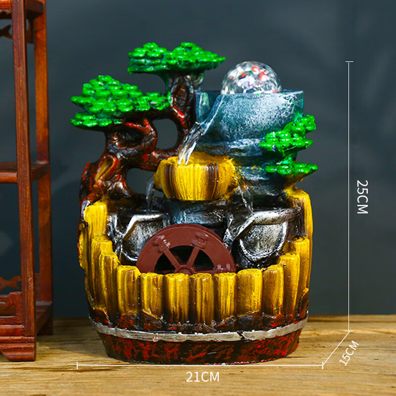 维诺亚风水摆件流水客厅风车办公室装饰品山水风景摆件开业乔迁礼品高清大图