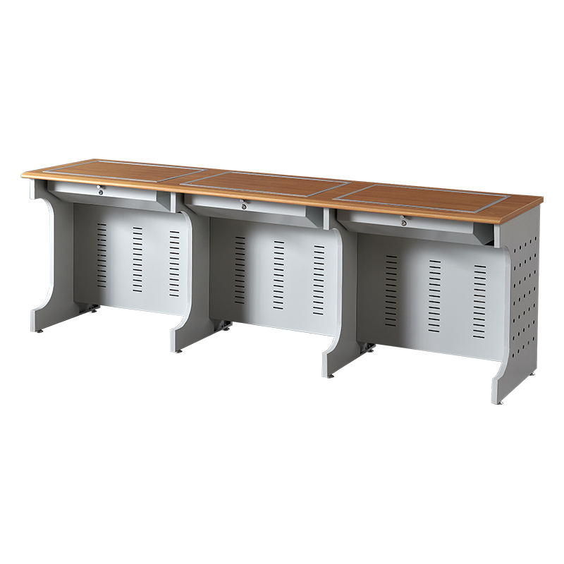 臻远ZY4012418隐藏式翻转电脑桌培训桌教室机房多媒体学习桌办公桌B款三人位