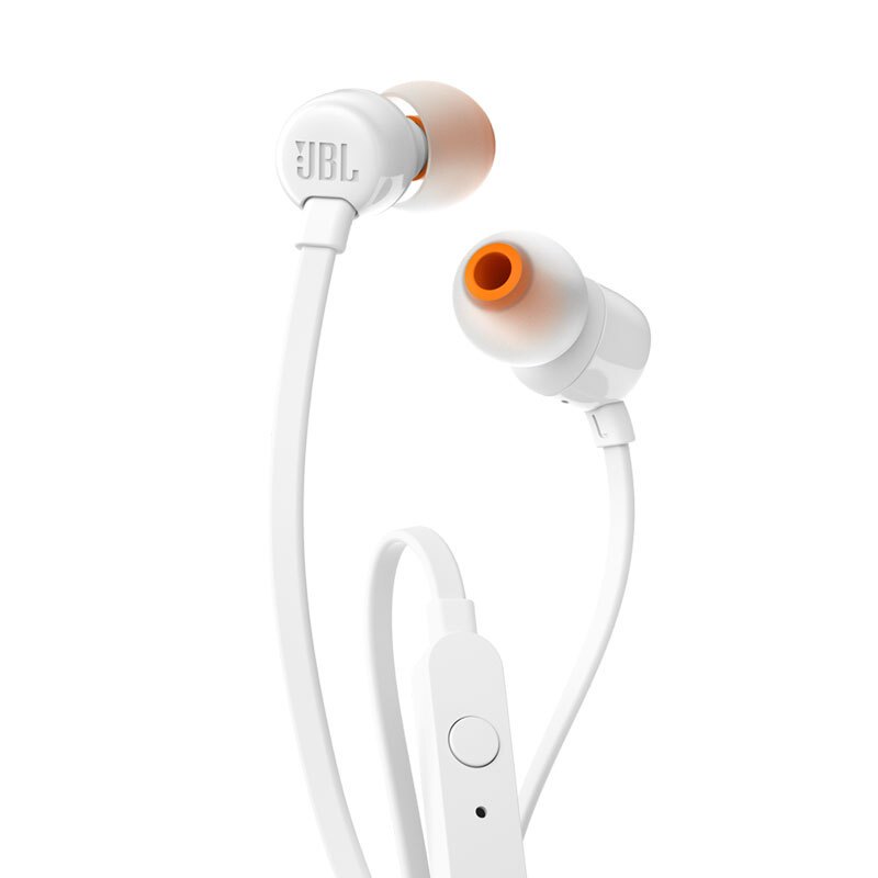JBL T110 立体声入耳式耳机耳麦 运动耳机 电脑游戏 音乐耳机 手机有线耳机带麦可通话 珍珠白
