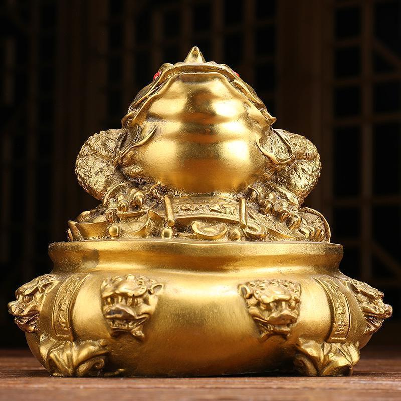 铜金蟾摆件纯铜聚宝盆霸金蝉蟾蜍工艺品办公桌公司开业礼品_25_37_732