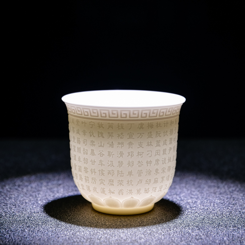 白瓷手工羊脂玉主人杯功夫茶具套装家用陶瓷茶道配件品茗杯紫砂