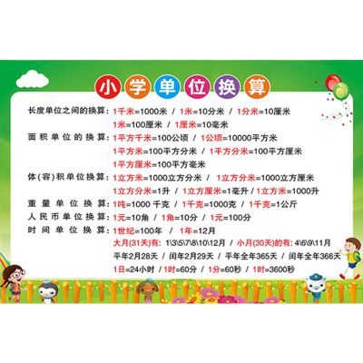 小学单位换算绿色横版28寸 小学生唐诗三百首挂图幼儿唐诗挂图古诗唐诗挂图海报小学生贴画ys