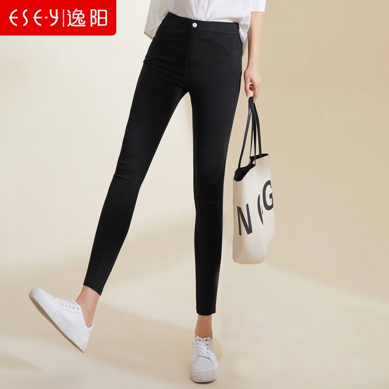 逸阳2020新款高腰弹力修身显瘦外穿铅笔黑色外穿打底裤女图片