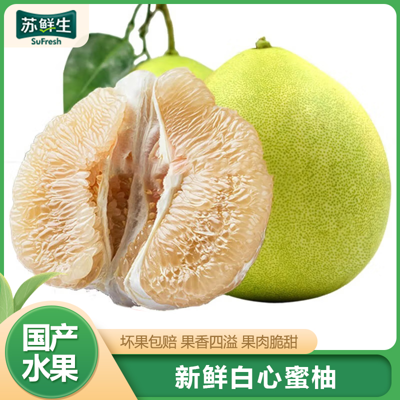 【苏鲜生】新鲜福建白心柚 送开果器 净重4.5斤 2个 中果 新鲜柚子水果 蜜柚