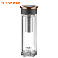苏泊尔(SUPOR)集茶耐热玻璃杯KC38CK1 商务办公开会送礼水杯随行杯茶杯 双层高硼硅质感杯身热水杯隔热杯泡茶杯