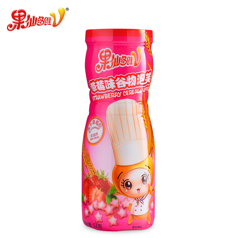 果仙多维V 儿童零食星星谷物泡芙 儿童泡芙营养早餐 草莓味52g高清大图