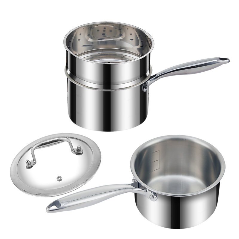 赫巴兹316不锈钢小奶锅蒸锅一体加厚宝宝辅食锅泡面锅不粘锅汤锅