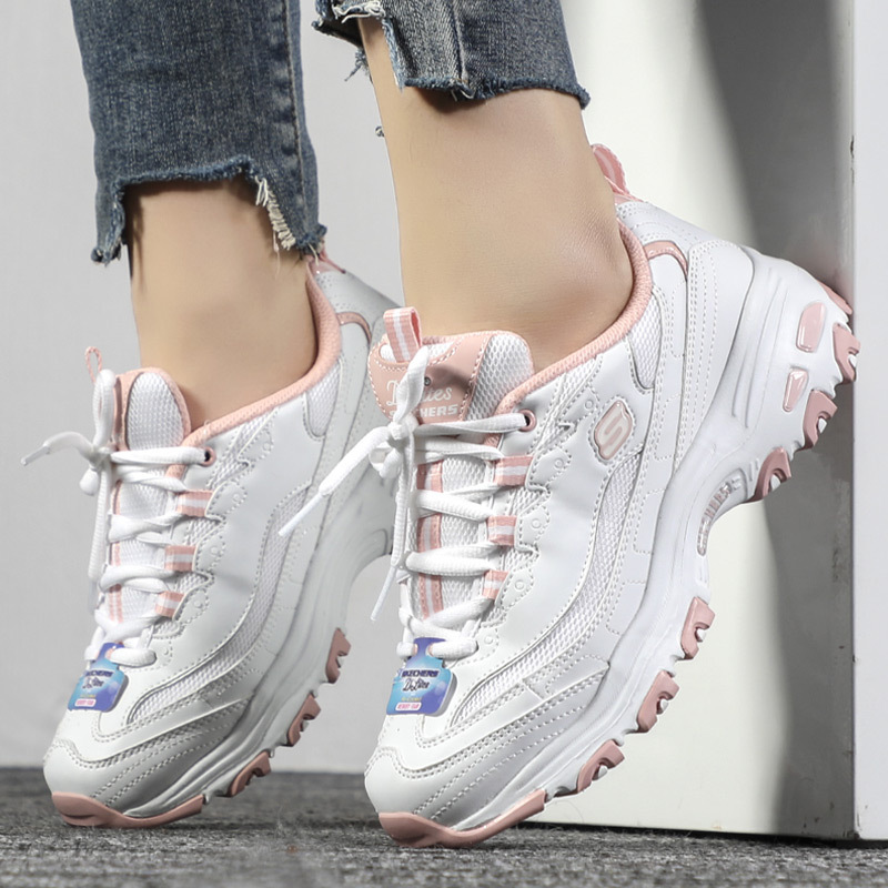 skechers斯凯奇女鞋新款老爹鞋时尚运动鞋休闲鞋66666214-WPK ZP