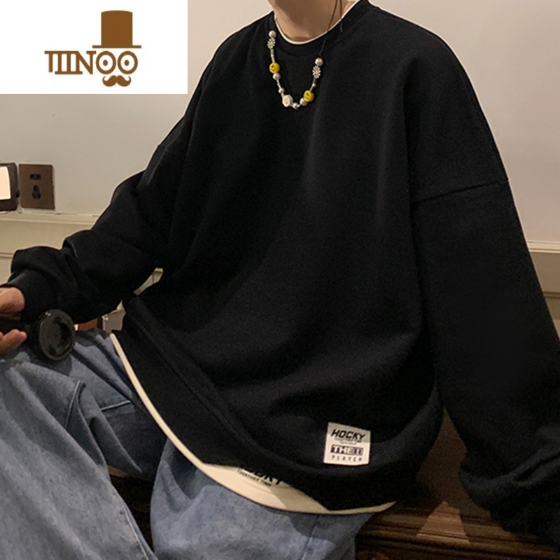 YANXU情侣假圆领卫衣男士春宽松潮牌2023新款美式男生上衣0高清大图