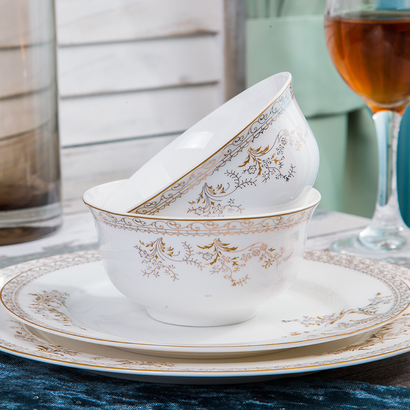 dairyqueen景德镇天鹅湖28头标配品锅简约欧式家用陶瓷餐具碗碟套装