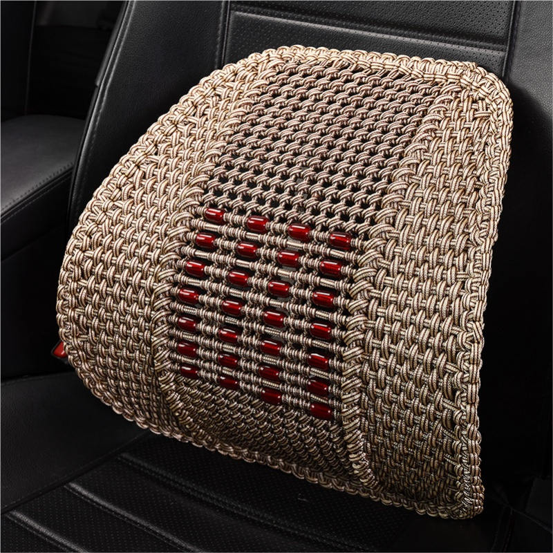 汽车靠垫竹片藤条枕车用腰垫办公室座椅护腰垫夏季冰丝透气网腰靠