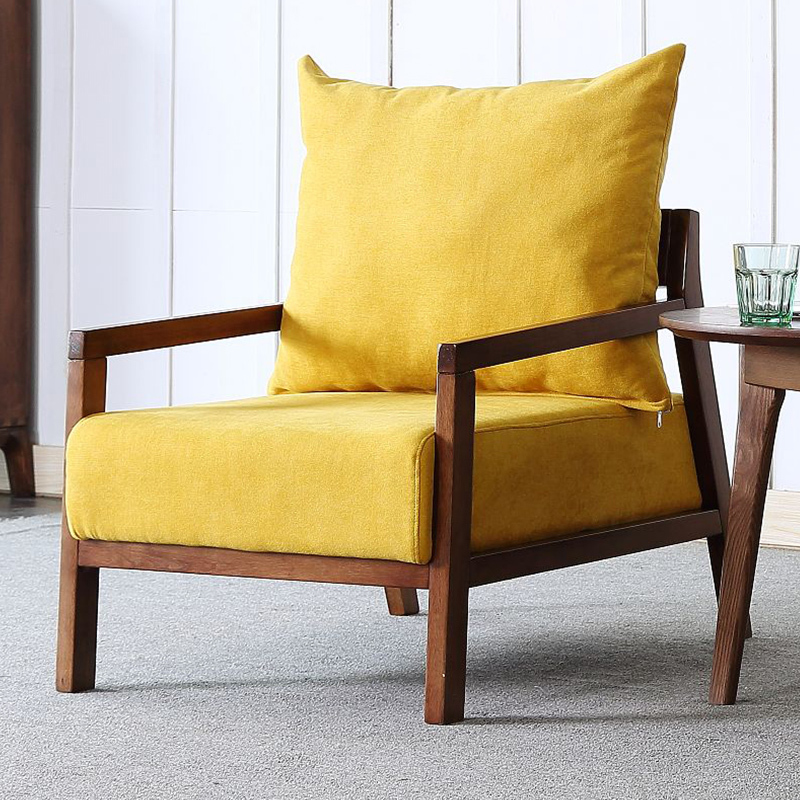 木匠北欧白蜡木家用简约休闲椅经济型椅子实木洽谈椅扶手靠背单人沙发