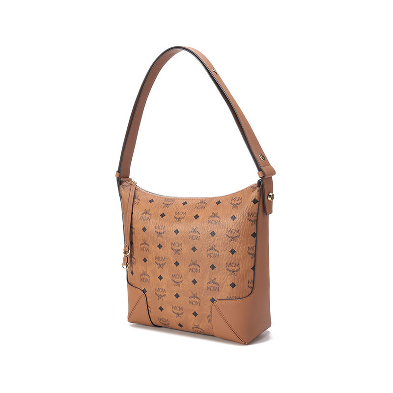 mcm奢侈品女士人造革牛皮革arenhobo手提单肩斜挎包牛角包中号mwhbskm