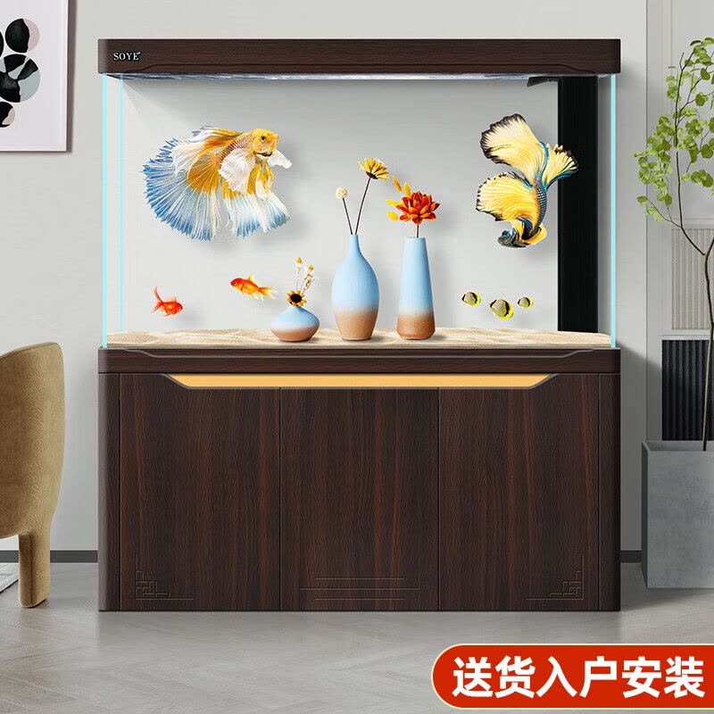 鱼缸水族箱客厅家用生态智能底滤大型超白玻璃懒人落地图片