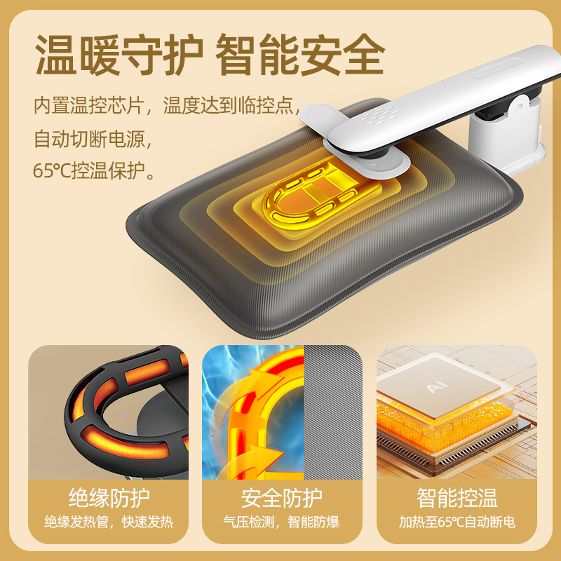[补贴10%]热水袋充电式暖宝宝暖手宝暖水袋2024新款防爆正品暖被窝专用热宝高清大图