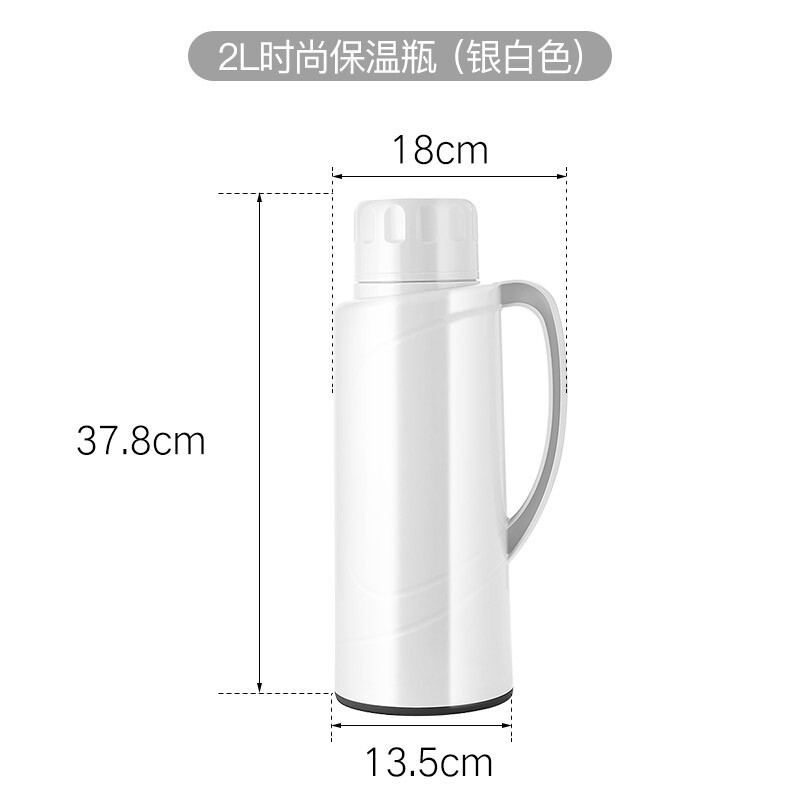 JEKO&JEKO 保温壶户外家用热水瓶暖水壶大容量开水瓶玻璃内胆保温瓶暖壶宿舍保温杯2L灰白色