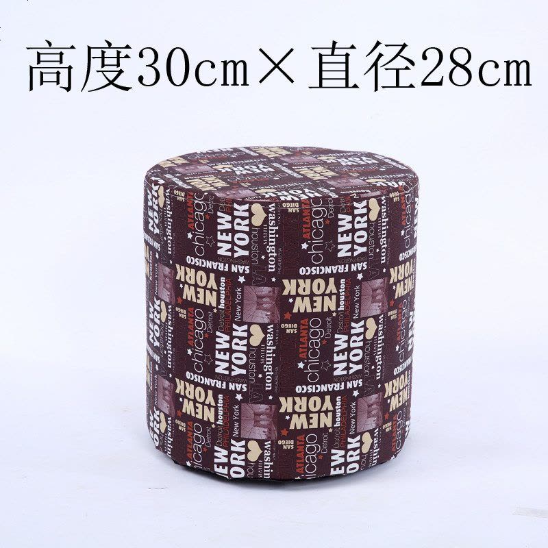 实木换鞋凳时尚穿鞋凳创意圆皮艺小凳子沙发凳茶几板凳家用矮凳 高度30cm 直径28cm 米色佩奇款图片
