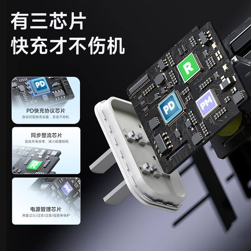 罗马仕苹果充电器iPhone16/15ProMax快充套装PD20W充电头+双头Type-C数据线适用15/16手机高清大图