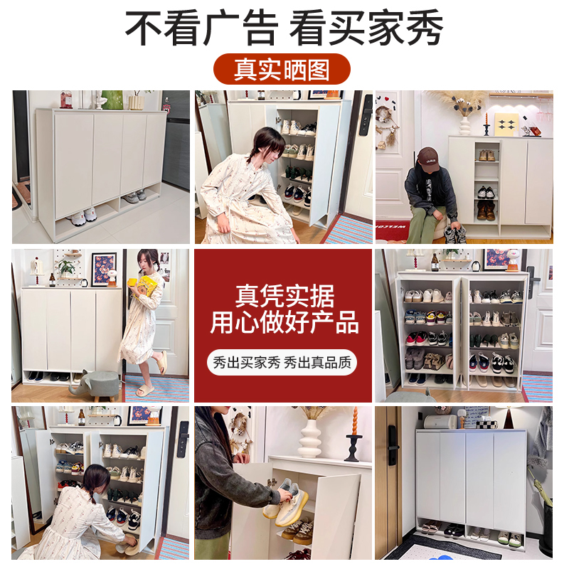 实木鞋柜家用门口楼道电梯口入户玄关收纳柜一体靠墙高清大图