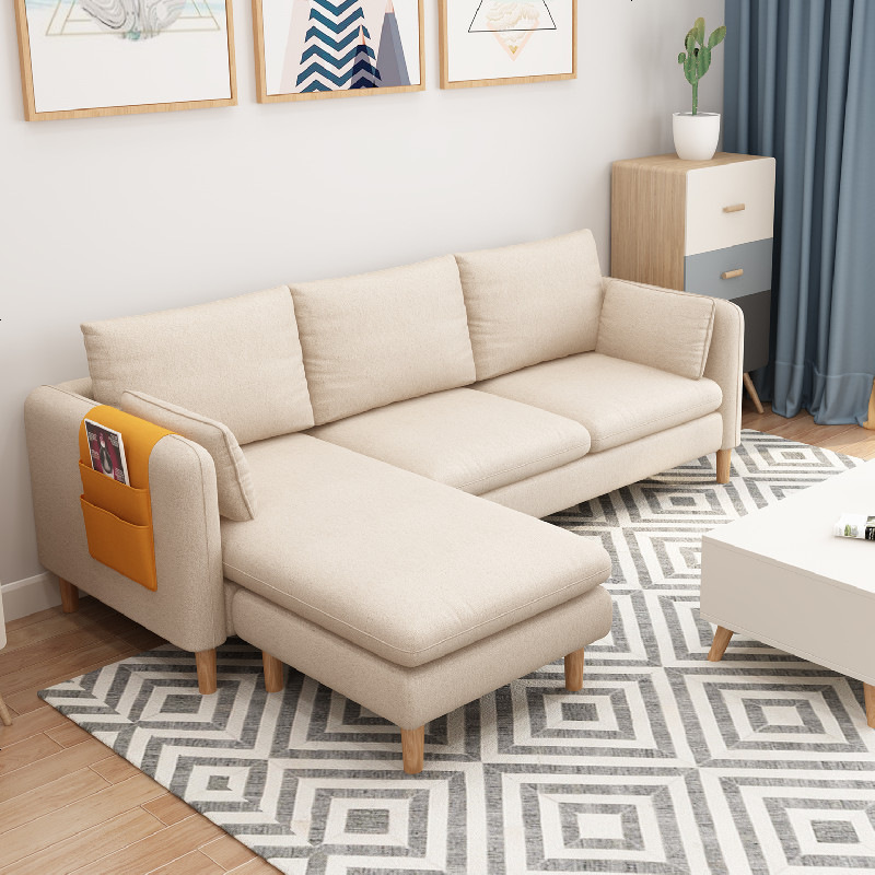 沙发小户型三人位经济型客厅整装出租房简约公寓转角布艺北欧沙发视频