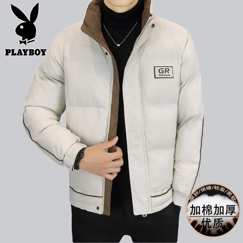 花花公子新款高品质冬季新款户外防寒服三防连帽加厚羽绒棉时尚男装夹克外套高清大图