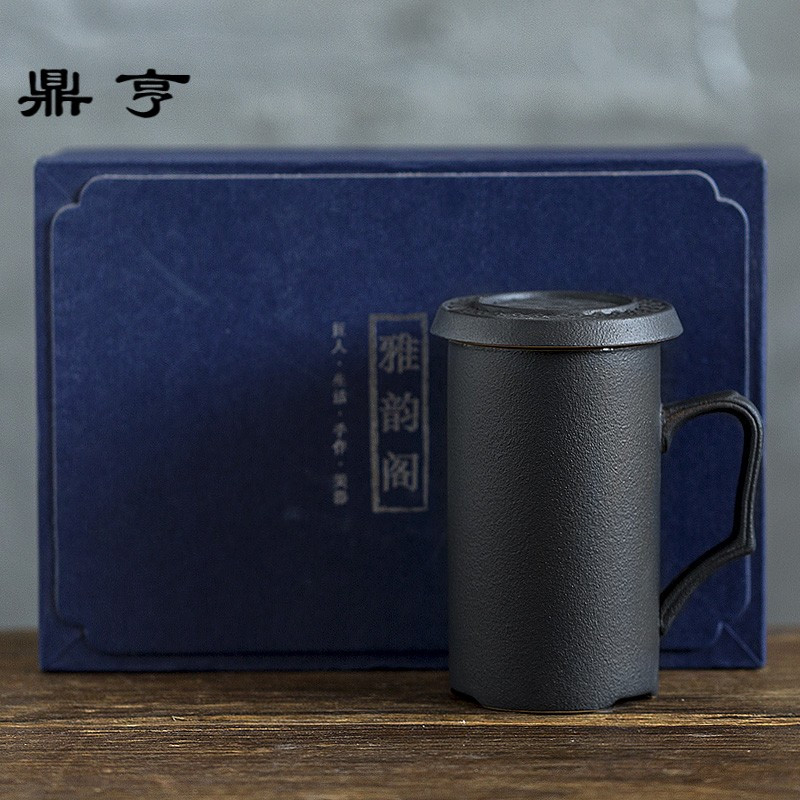 鼎亨陶瓷茶杯过滤内胆带盖办公室泡茶杯茶水分离家用个人杯马克杯