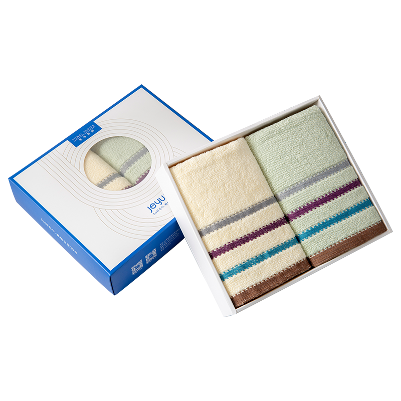 洁玉 素色多臂纯棉毛巾双条装盒装 TG-1331B