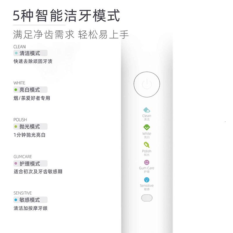 罗曼(ROAMAN)电动牙刷成人声波电动牙刷男士女士智能牙刷节日生日节深层泡泡清洁白色高清大图
