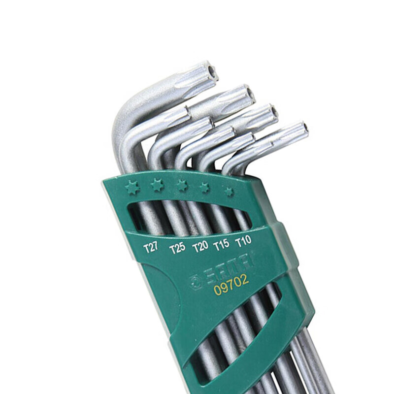 世达(SATA) 9件套长L型中孔花形扳手套装T10-T50 09702高清大图
