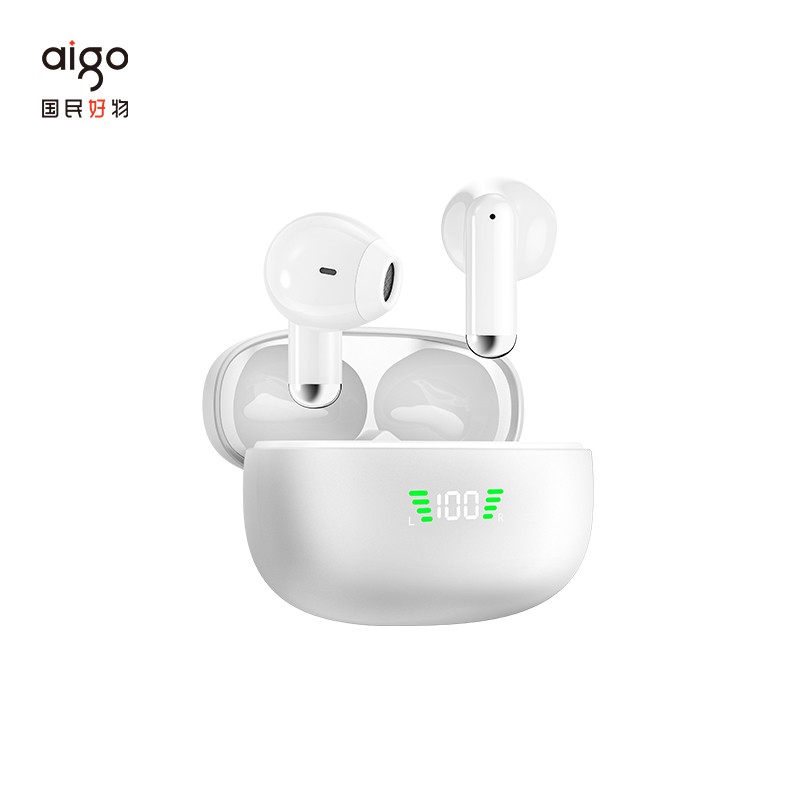 爱国者 半入耳式运动游戏长续航电量数显蓝牙耳机 白色 TQ15TWS