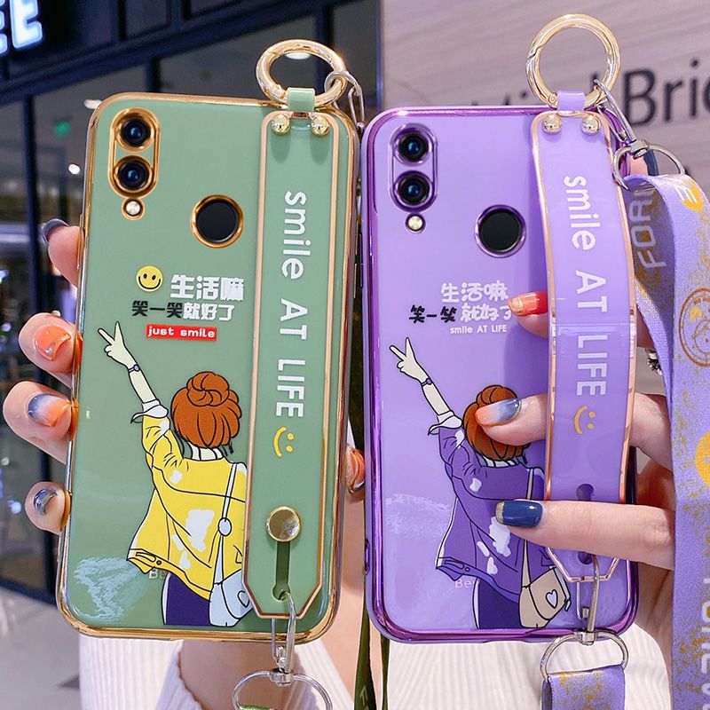 华为荣耀8x手机壳荣耀8xmax软硅胶腕带保护套全包honor新款女潮8x樱花