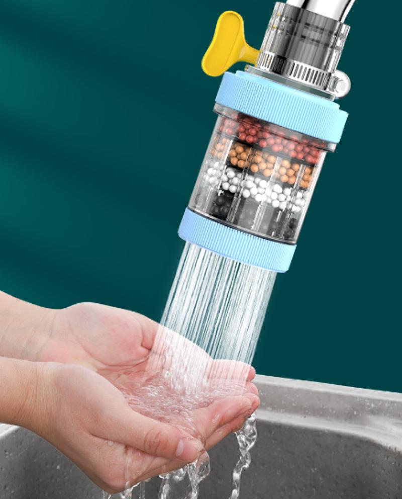 水龙头过滤器家用自来水净化器净水厨房龙头滤嘴延伸防溅神器通用- 升级【360旋转】白2个+20片过滤棉+转接头--