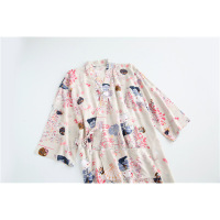 迪鲁奥(DILUAO)2021~日本女士贡缎绵绸复古和服睡袍浴袍汉服睡裙柔软家居服